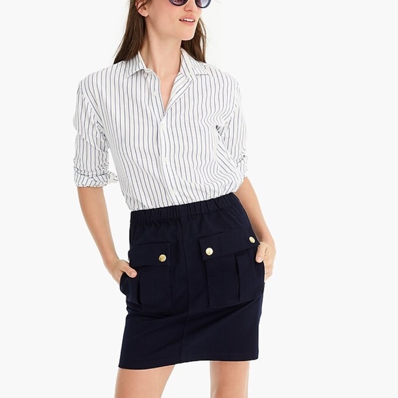 New J.CREW Size XS Pull On Mini Skirt with Patch Pockets in Navy NWT - Picture 3 of 7
